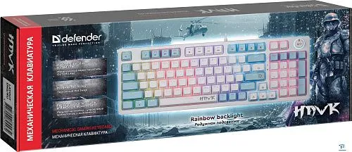 картинка Клавиатура Defender Hawk GK-418 белый Red 45421