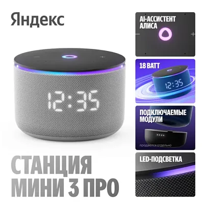 картинка Умная колонка Яндекс Станция Мини 3 Про серый YNDX-00059GRY