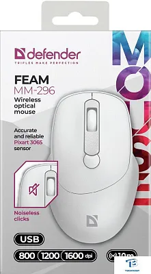 картинка Мышь Defender Feam MM-296 белый