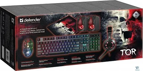 картинка Набор (Клавиатура+мышь+гарнитура+ковер+колонка) Defender Tor MHP-127_x000D_