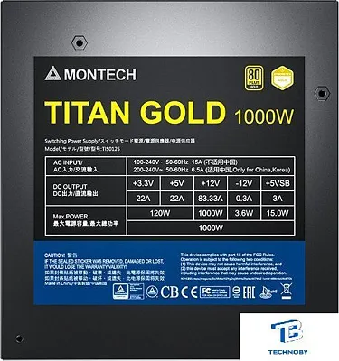 картинка Блок питания Montech 1000W TITAN GOLD