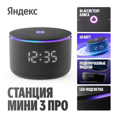 картинка Умная колонка Яндекс Станция Мини 3 Про черный YNDX-00059BLK