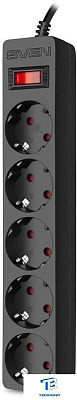 картинка Сетевой фильтр Sven SF-05E черный 1.8м