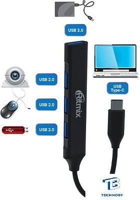 картинка USB хаб Ritmix CR-4401 Metal