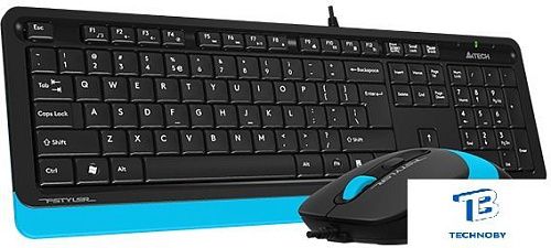 картинка Набор (Клавиатура+мышь) A4Tech Fstyler F1010 черный/синий