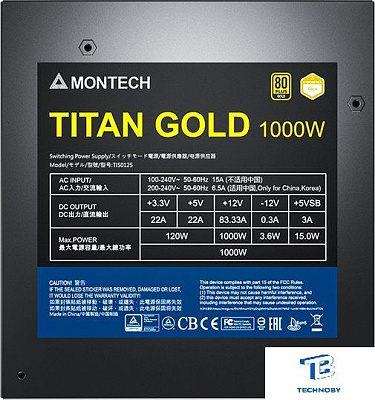 картинка Блок питания Montech 1000W TITAN GOLD