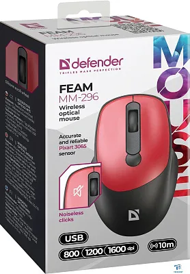 картинка Мышь Defender Feam MM-296 красный