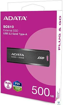 картинка Внешний SSD A-Data 500GB SC610-500G-CBK/RD