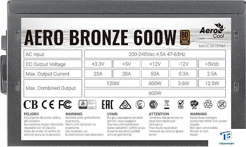 картинка Блок питания AeroCool Aero Bronze 600W
